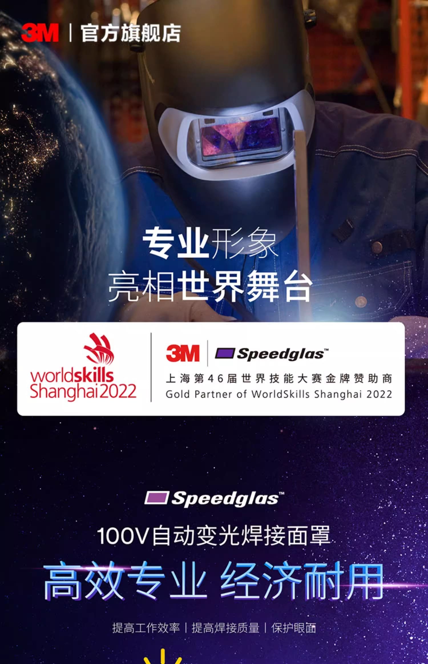 3M 100V 自动变光焊接面罩